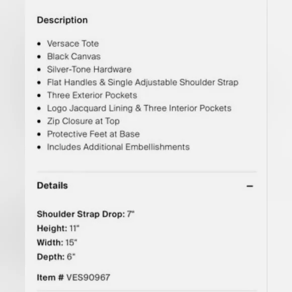 Versace Parfums Black Canvas Tote - Picture 11 of 11